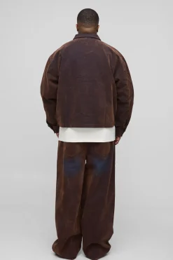 boohooMAN Jean en denim flocké, coupe décontractée grande taille<Homme Jeans Grande Taille|Denim