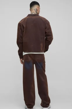 Jean en denim floconné pour grande taille à coupe décontractée