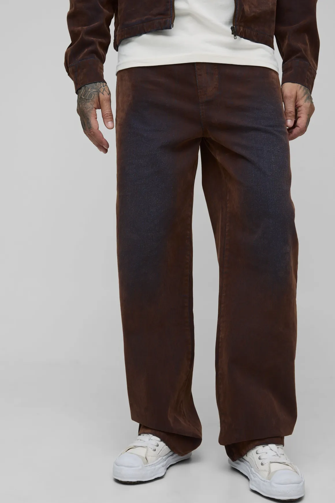 Jean en denim floconné pour grande taille à coupe décontractée