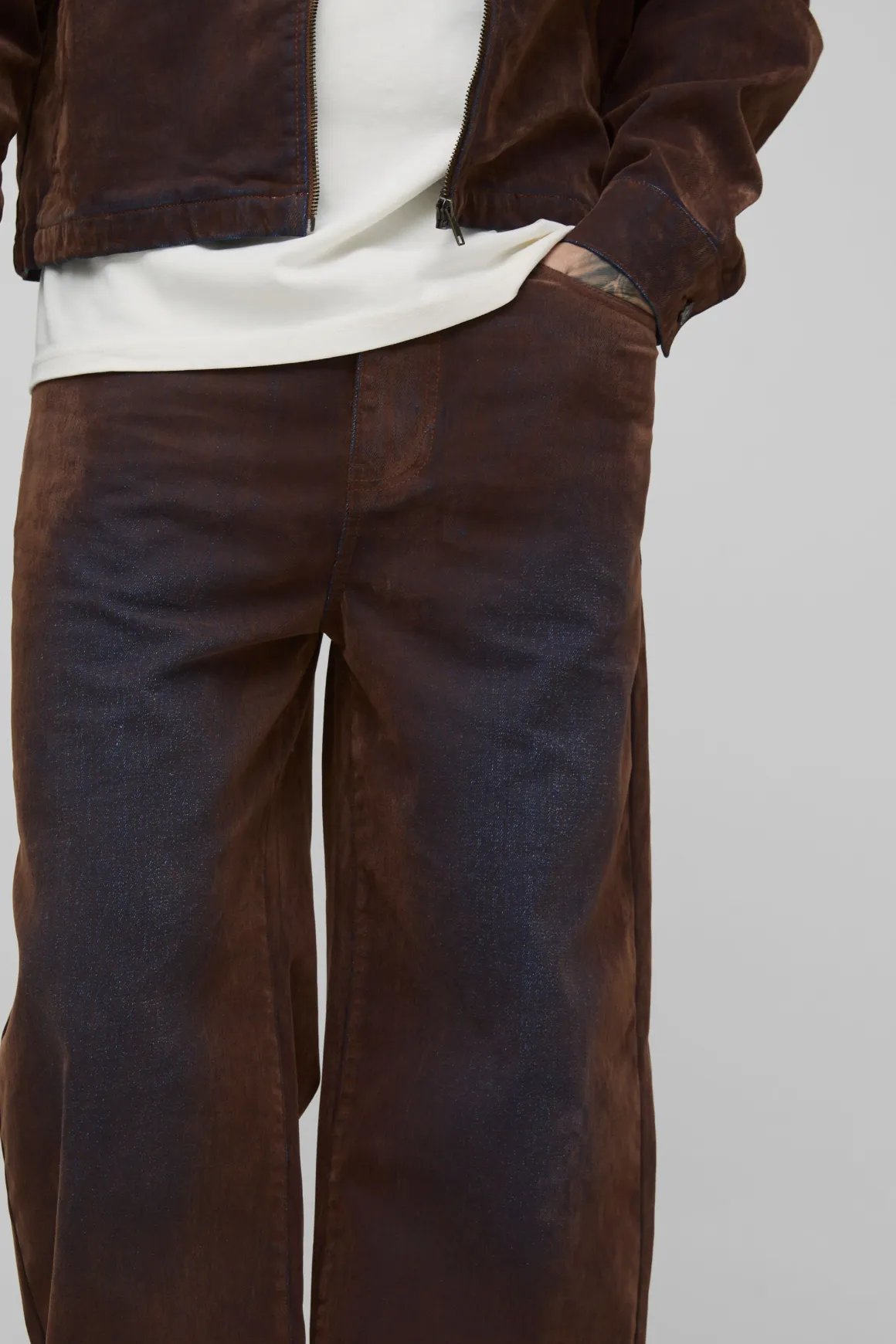 Jean en denim floconné pour grande taille à coupe décontractée