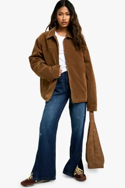 Jean en denim à ourlet fendu et jambe évasée