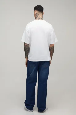 Jean En Denim Rigide Coupe Ample Avec Imprimé Man Pour Homme Grande Taille