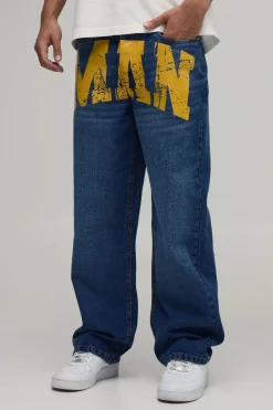 Jean En Denim Rigide Coupe Décontractée Avec Imprimé Homme