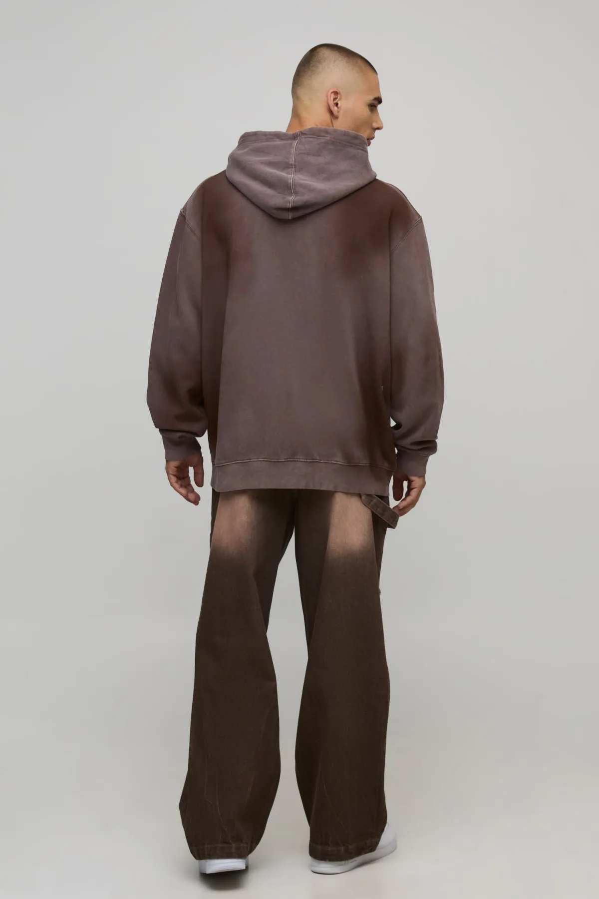 boohooMAN Jean en Denim Rigide de Charpentier Délavé Déchiré Coupe Large<Homme Denim|Denim