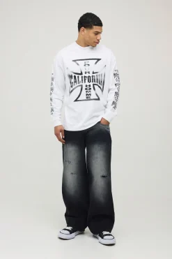 Jean En Denim Rigide Délavé Coupe Baggy