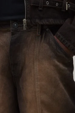 Jean En Denim Rigide Délavé À L'eau De Javel Coupe Baggy