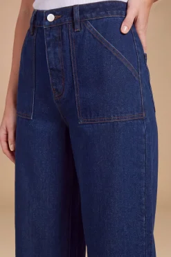 Jean En Denim Taille Haute Jambe Large Petite