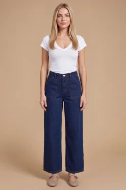 Jean En Denim Taille Haute Jambe Large Petite