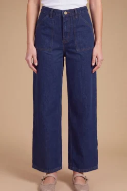 Jean En Denim Taille Haute Jambe Large Petite
