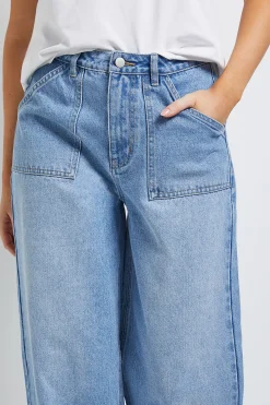 Jean en Denim Taille Haute Jambes Larges