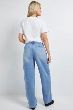 Jean en Denim Taille Haute Jambes Larges