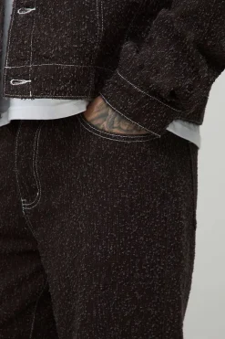 boohooMAN Jean en denim texturé, coupe décontractée<Homme Denim|Tout Afficher