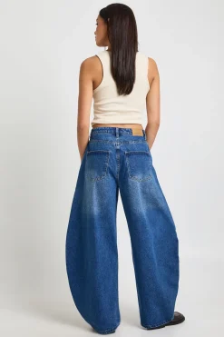 boohoo Jean Fer À Cheval Taille Haute Coupe Décontractée<Femme Denim|Jeans