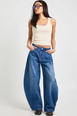 boohoo Jean Fer À Cheval Taille Haute Coupe Décontractée<Femme Denim|Jeans