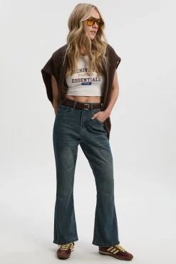 Jean flare taille haute pour petites