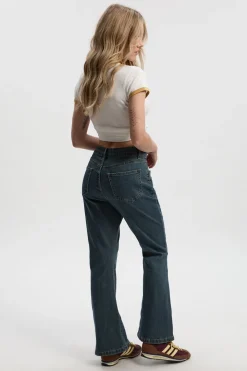 Jean flare taille haute pour petites