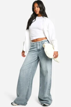 Jean grande taille à ceinture brute et jambes larges