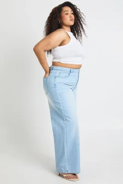 boohoo Jean Grande Taille Coupe Ample Taille Cintrée Avec Ajusteur<Femme Denim|Jeans