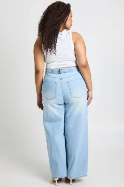 boohoo Jean Grande Taille Coupe Ample Taille Cintrée Avec Ajusteur<Femme Denim|Jeans