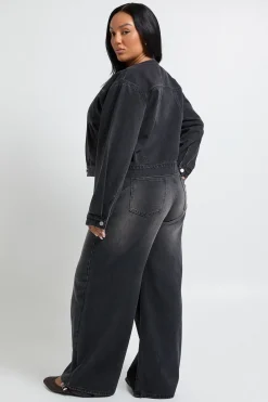 Jean Grande Taille à Coutures Détaillées Coupe Droite