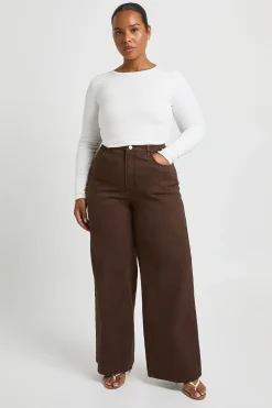 Jean Grande Taille Droit À Jambe Droite Délavé
