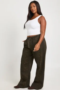 Jean Grande Taille Imprimé Léopard Taille Élastique