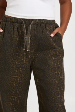 Jean Grande Taille Imprimé Léopard Taille Élastique
