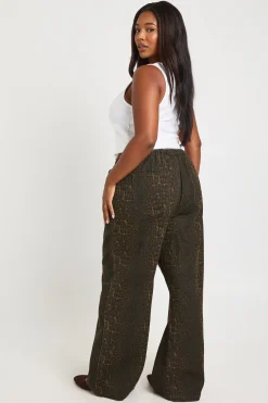 Jean Grande Taille Imprimé Léopard Taille Élastique