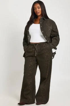 Jean Grande Taille Imprimé Léopard Taille Élastique