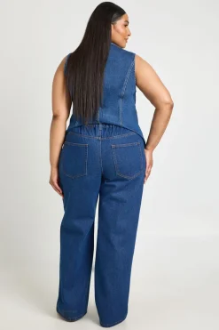 boohoo Jean Grande Taille Jambe Droite Avec Lien Élastiqué Au Dos<Femme Denim|Jeans
