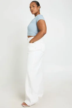Jean Grande Taille Jambe Droite Avec Détails De Coutures
