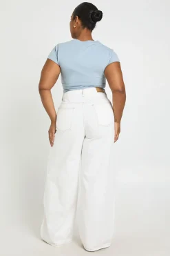 Jean Grande Taille Jambe Droite Avec Détails De Coutures