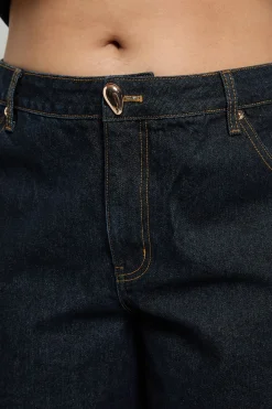 boohoo Jean Grande Taille Jambe Large en Denim avec Coutures Contrastantes<Femme Denim|Jeans