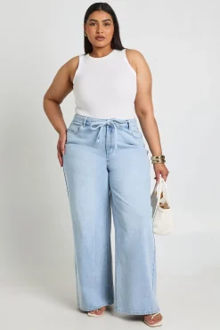 Jean Grande Taille Jambe Large Taille Nouée