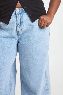 boohoo Jean Grande Taille À Jambe Large Avec Ourlet Revers Profond<Femme Denim|Jeans
