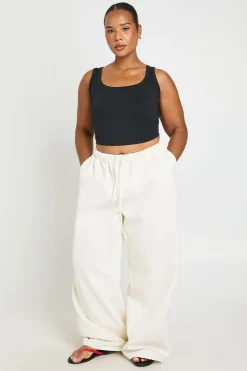 boohoo Jean Grande Taille Jambe Large Avec Taille Élastiquée<Femme Jeans|Denim
