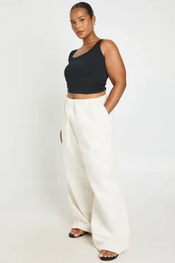 boohoo Jean Grande Taille Jambe Large Avec Taille Élastiquée<Femme Jeans|Denim