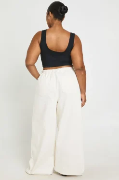 boohoo Jean Grande Taille Jambe Large Avec Taille Élastiquée<Femme Jeans|Denim