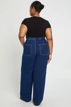 boohoo Jean Grande Taille à Jambes Larges avec Dos Élastiqué<Femme Denim|Jeans