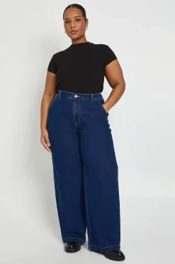 boohoo Jean Grande Taille à Jambes Larges avec Dos Élastiqué<Femme Denim|Jeans