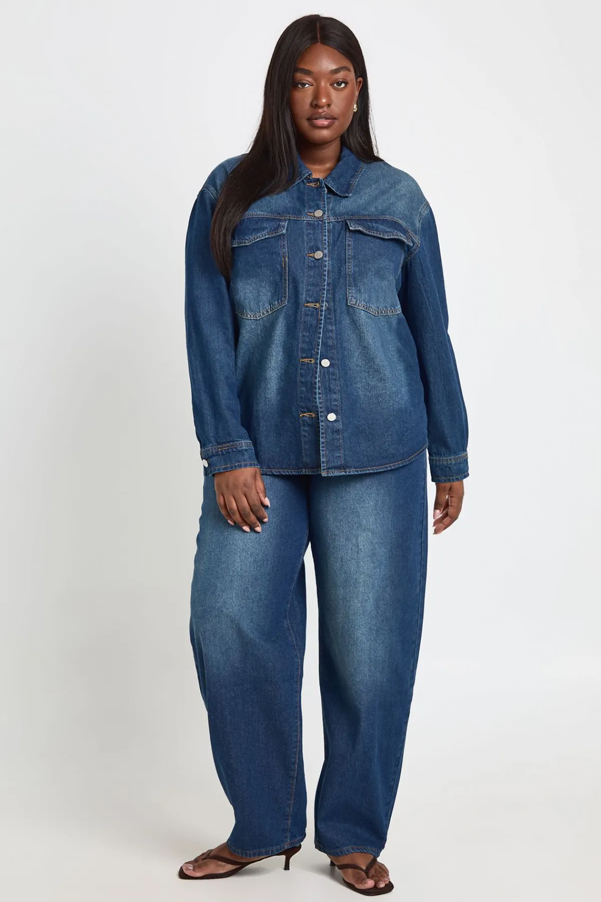 boohoo Jean Grande Taille Jambe Tonneau<Femme Denim|Jeans