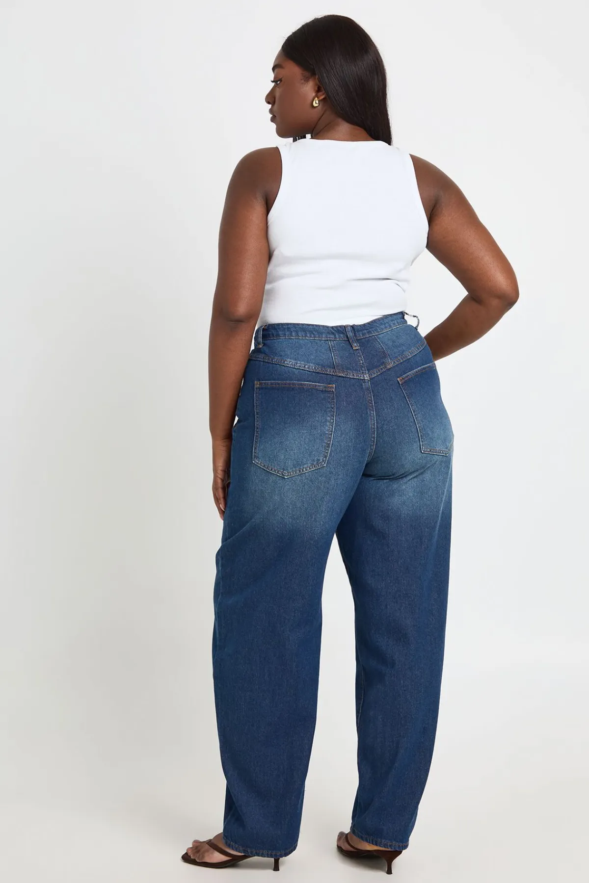 boohoo Jean Grande Taille Jambe Tonneau<Femme Denim|Jeans