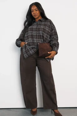 boohoo Jean Grande Taille À Jambe Tonneau Avec Détails De Coutures<Femme Denim|Jeans