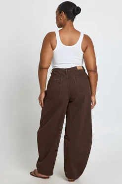 boohoo Jean Grande Taille À Jambe Tonneau Avec Détails De Coutures<Femme Denim|Jeans