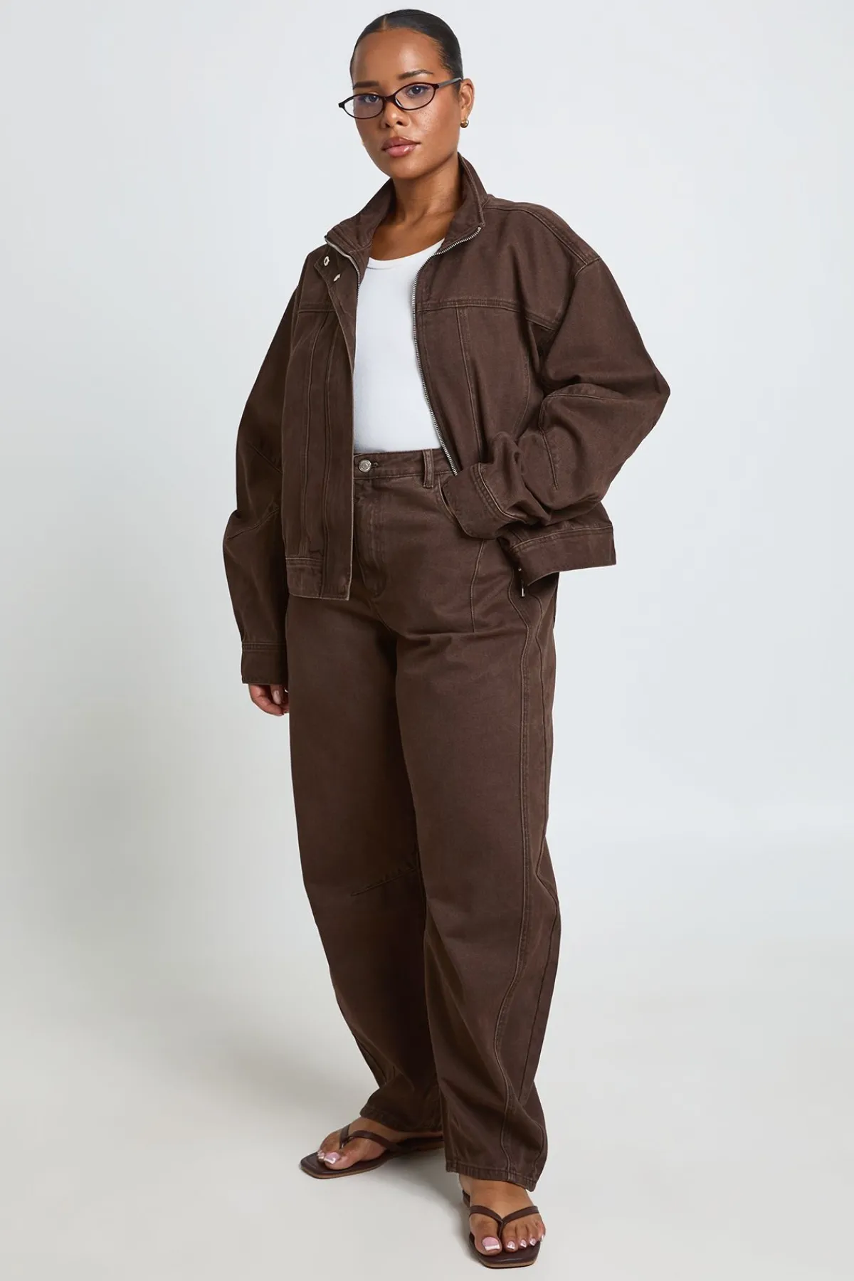 boohoo Jean Grande Taille À Jambe Tonneau Avec Détails De Coutures<Femme Denim|Jeans