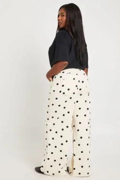 boohoo Jean Grande Taille À Pois Taille Haute Coupe Large<Femme Jeans|Denim