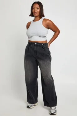 Jean Grande Taille Taille Ajustable Jambe Large