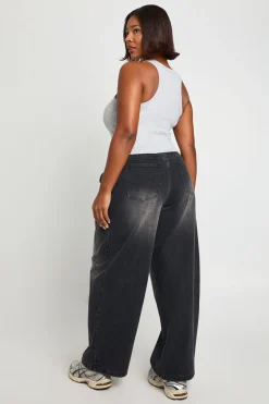 Jean Grande Taille Taille Ajustable Jambe Large