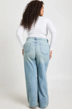 Jean Grande Taille Taille Haute Coupe Droite Basics