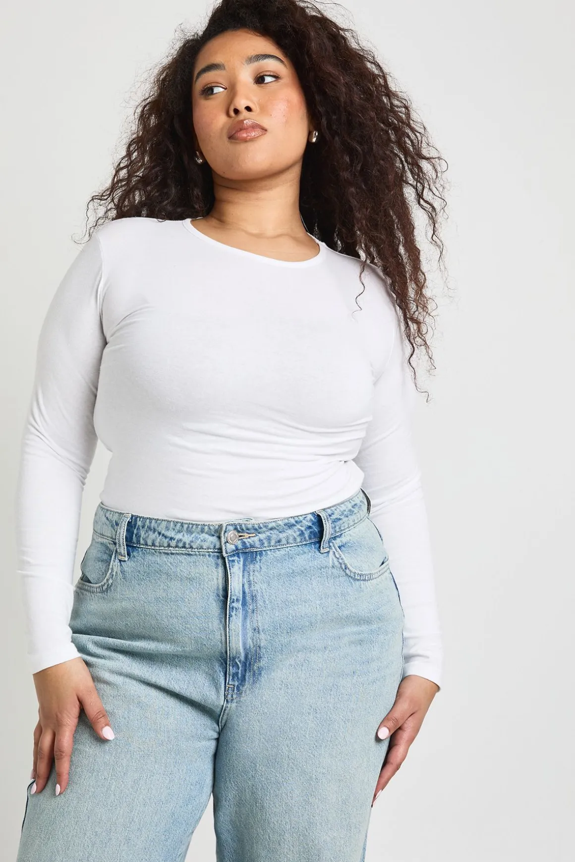Jean Grande Taille Taille Haute Coupe Droite Basics